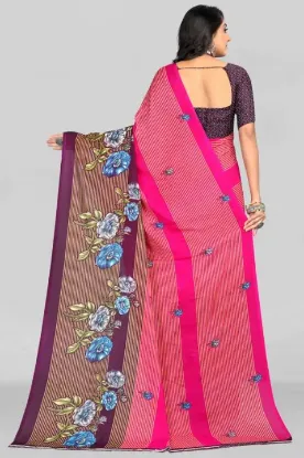 Picture of Printed, Floral Print Bollywood Georgette Saree (Pink)