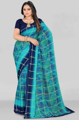 Picture of Polka Print Bollywood Georgette Saree (Light Blue)