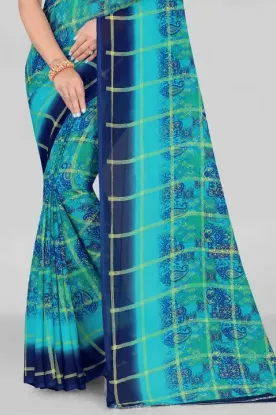 Picture of Polka Print Bollywood Georgette Saree (Light Blue)