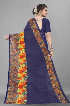 Picture of Geometric Print, Floral Print Bollywood Georgette Saree (Blue)