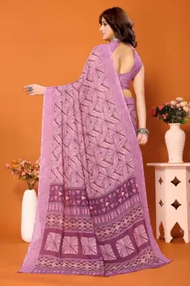 Picture of Dyed Daily Wear Georgette Saree (Purple)