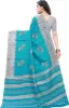 Picture of Printed Madhubani Cotton Silk Saree (Blue, Grey)