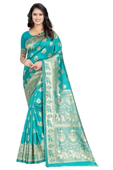 Picture of Women’s Pure Kanjivaram Soft Silk Saree With Blouse Piece for Wedding