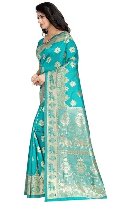 Picture of Women’s Pure Kanjivaram Soft Silk Saree With Blouse Piece for Wedding