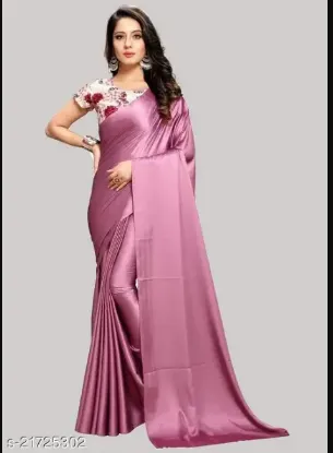 Picture of Silk Satin Silk Peach Saree With Blouse