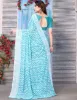 Picture of Floral Print, Geometric Print, Printed Daily Wear Georgette Saree (Blue, White)