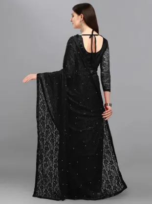 Picture of Self Design Bollywood Net Saree (Black)