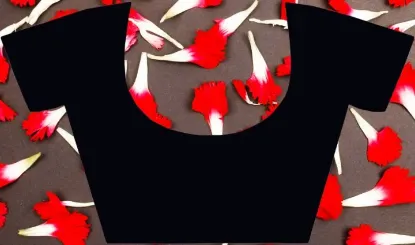 Picture of Printed Banarasi Lycra Blend, Chiffon Saree (Black, Gold)