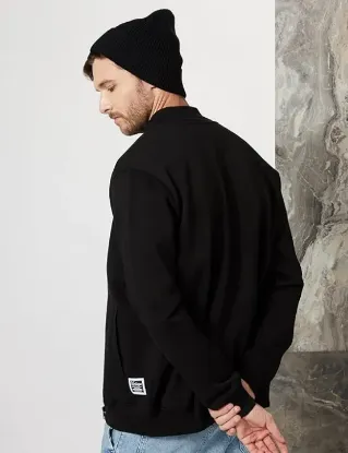 Picture of Men's Cotton Blend High Neck Fleece Sweatshirt