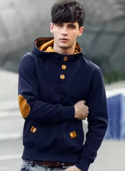 Picture of Men Full Sleeve Solid Hooded Sweatshirt