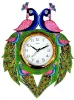 Picture of Peacock Design Wooden Wall Clock for Home Living Room, Hall, Office (Multicolor