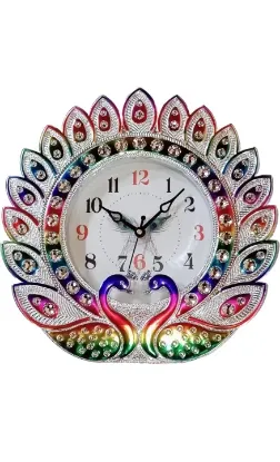 Picture of Peacock Designed Multicolor Plastic Wall Clock for Home, Living Room, Bedroom, Kitchen, Hall & Office Latest Handcrafted Silent Non Ticking...