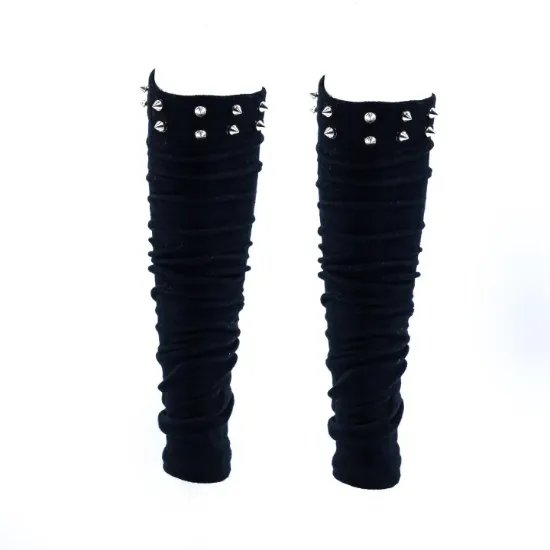 Picture of Black Studded On Top Designed Crochet Legwarmer For Women