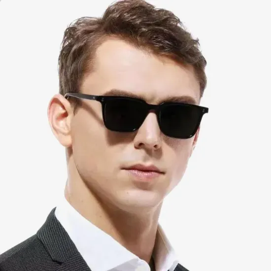 Picture of Korean Trendy Square Sunglass For Men - Black Lens and Frame | Fashion Poycarbonate Frame Eyewear Sunglasses For Men