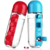 Picture of 2 in 1 Pill & Vitamin Organizer-600ml Water Bottle & 7days Medicine/Vitamin Compartment(Color May Vary)
