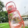 Picture of Bottle With Stickers Straw Summer Leak-Proof Cute Big Belly Water Jug Cup Sports Bottle Girl Gift