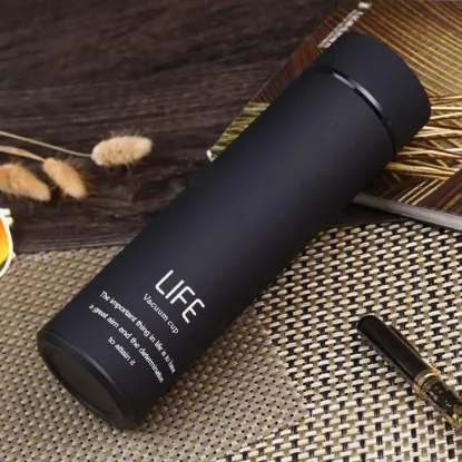Picture of Thermos Double Wall Vacuum Insulated Stainless Steel Water Bottle Travel (Black)