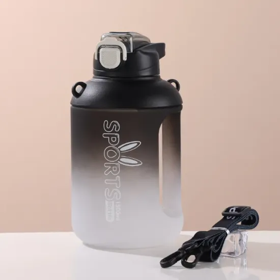 Picture of Large-Capacity Water Bottle With Time Line Reminder Leak-proof Frosted Cup 1500ML