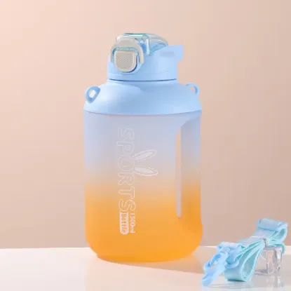 Picture of Large-Capacity Water Bottle With Time Line Reminder Leak-proof Frosted Cup 1500ML