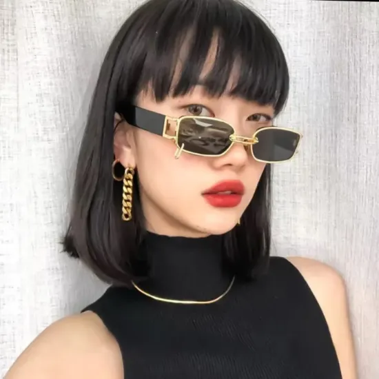 Picture of Golden Metal Frame New Fashion Style Sunglasses Square For Women