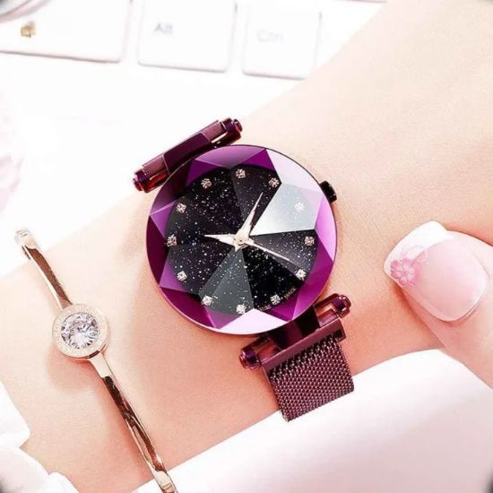 Picture of Trendy Magnetic Fashionable Luxury Stainless Steel Watch For Women - Purple