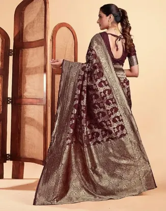 Picture of L Women's Art Silk Banarasi Jacquard Saree With Unstitched Blouse Piece